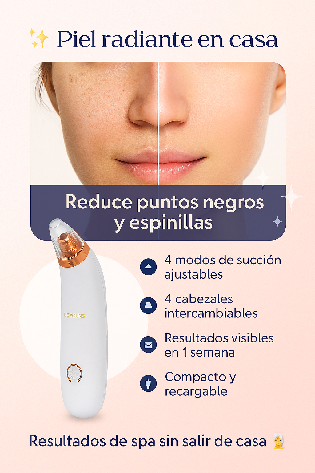 Limpiador de poros -4 Modos de succión