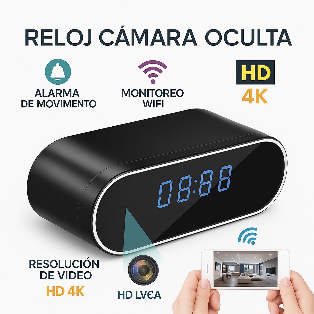 Reloj Espía WiFi 4K con Visión Nocturna y Detección de Movimiento – Seguridad Invisible en tu Hogar