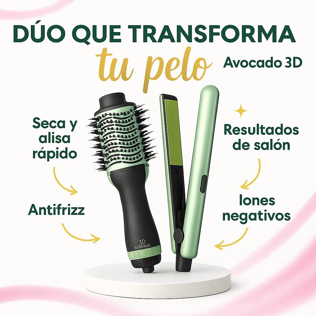 COMBO CEPILLO + PLANCHA ALISADORA con Iones Negativos