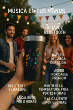 Vaso térmico con bocina Bluetooth | Mantiene frío/caliente + música