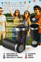 Vaso térmico con bocina Bluetooth | Mantiene frío/caliente + música