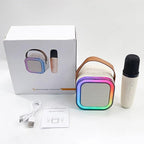 Mini Bocina Karaoke Portatil + Microfono+ Luces led