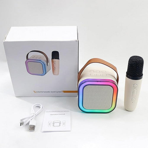 Mini Bocina Karaoke Portatil + Microfono+ Luces led