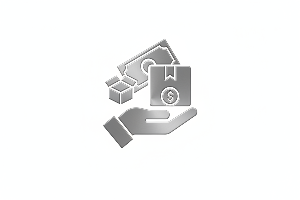 ICONO DE PAGO CONTRAENTREGA EN GRIS PLAETADO SIN TEXTO FONDO BLANCO