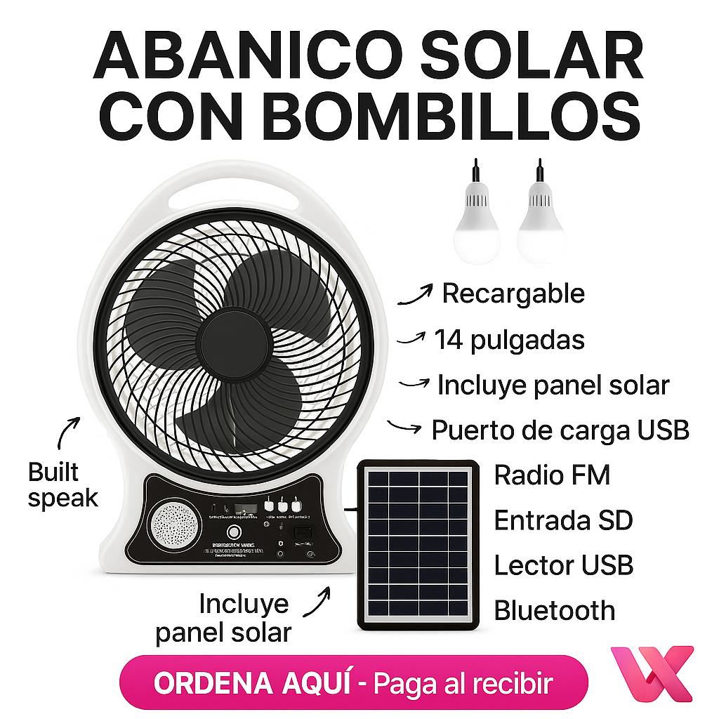 Abanico Recargable Solar 14"
