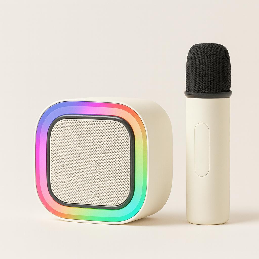 Mini Bocina Karaoke Portatil + Microfono+ Luces led