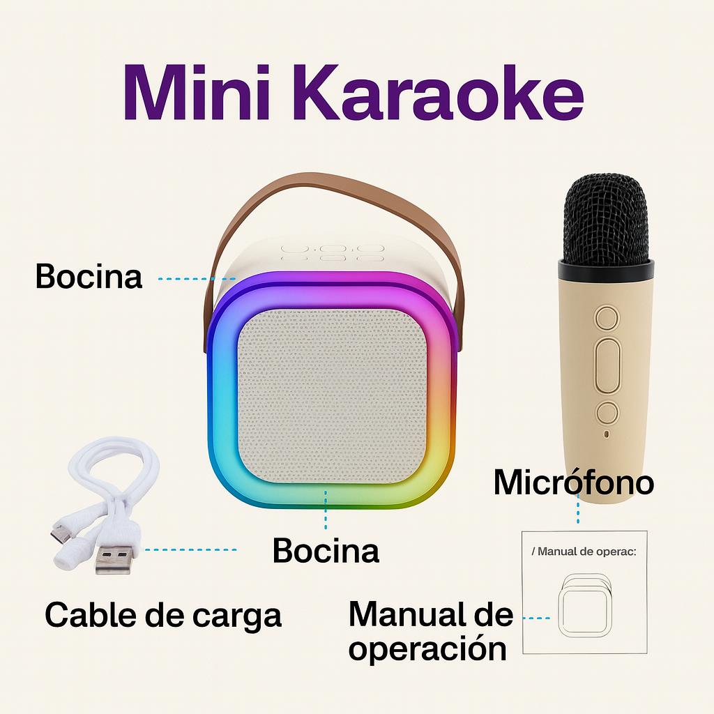 Mini Bocina Karaoke Portatil + Microfono+ Luces led